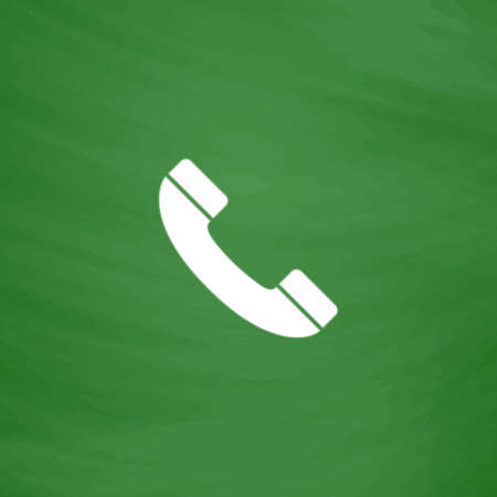 Telephone handset. Flat Icon. Imitation draw with white chalk on green chalkboard. Flat Pictogram and School board background. Vector illustration symbolのイラスト素材