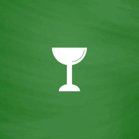 Drink - wineglass. Flat Icon. Imitation draw with white chalk on green chalkboard. Flat Pictogram and School board background. Vector illustration symbolのイラスト素材