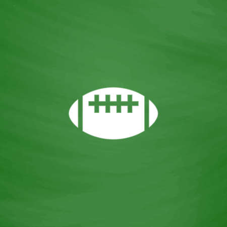 Rugby ball. Flat Icon. Imitation draw with white chalk on green chalkboard. Flat Pictogram and School board background. Vector illustration symbolのイラスト素材
