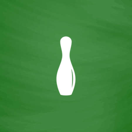 Skittle pin - sport. Flat Icon. Imitation draw with white chalk on green chalkboard. Flat Pictogram and School board background. Vector illustration symbolのイラスト素材