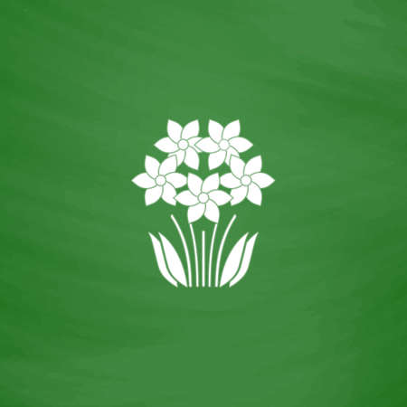 Bush Flower. Flat Icon. Imitation draw with white chalk on green chalkboard. Flat Pictogram and School board background. Vector illustration symbolのイラスト素材