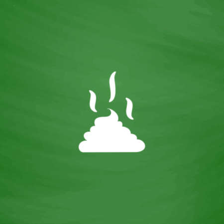 Feces. Clean up after pets symbol. Put it in the bag. Flat Icon. Imitation draw with white chalk on green chalkboard. Flat Pictogram and School board background. Vector illustration symbolのイラスト素材