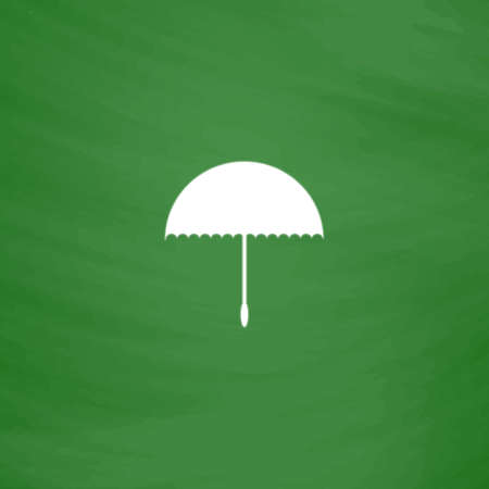 Simple Umbrella. Flat Icon. Imitation draw with white chalk on green chalkboard. Flat Pictogram and School board background. Vector illustration symbolのイラスト素材