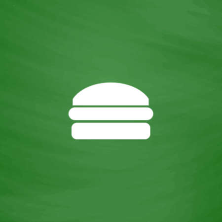 Burger. Flat Icon. Imitation draw with white chalk on green chalkboard. Flat Pictogram and School board background. Vector illustration symbolのイラスト素材