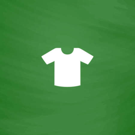 Tee-shirt design template. Flat Icon. Imitation draw with white chalk on green chalkboard. Flat Pictogram and School board background. Vector illustration symbolのイラスト素材