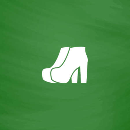 Two Woman Shoes. Flat Icon. Imitation draw with white chalk on green chalkboard. Flat Pictogram and School board background. Vector illustration symbolのイラスト素材