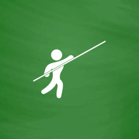 Pole vault athlete. Flat Icon. Imitation draw with white chalk on green chalkboard. Flat Pictogram and School board background. Vector illustration symbolのイラスト素材