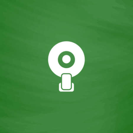 Web camera. Flat Icon. Imitation draw with white chalk on green chalkboard. Flat Pictogram and School board background. Vector illustration symbolのイラスト素材