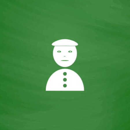 Asian man. Flat Icon. Imitation draw with white chalk on green chalkboard. Flat Pictogram and School board background. Vector illustration symbolのイラスト素材