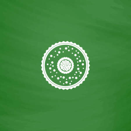 Simple cupcake. Flat Icon. Imitation draw with white chalk on green chalkboard. Flat Pictogram and School board background. Vector illustration symbolのイラスト素材