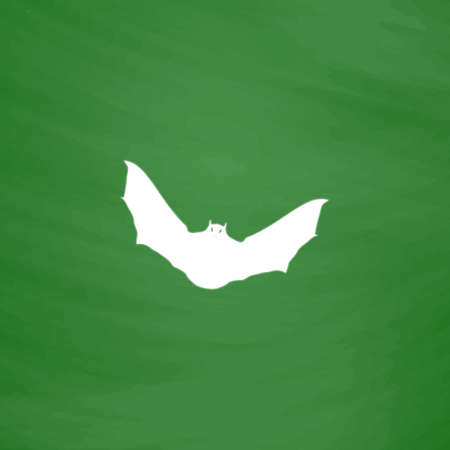 Bat. Flat Icon. Imitation draw with white chalk on green chalkboard. Flat Pictogram and School board background. Vector illustration symbolのイラスト素材