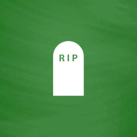 Grave. Flat Icon. Imitation draw with white chalk on green chalkboard. Flat Pictogram and School board background. Vector illustration symbolのイラスト素材