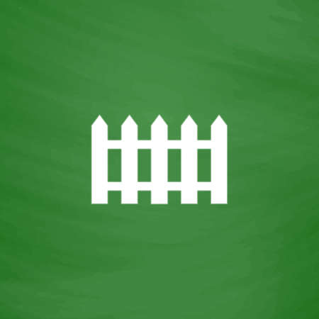 Fence icon. Flat Icon. Imitation draw with white chalk on green chalkboard. Flat Pictogram and School board background. Vector illustration symbolのイラスト素材