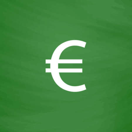 Euro. Flat Icon. Imitation draw with white chalk on green chalkboard. Flat Pictogram and School board background. Vector illustration symbolのイラスト素材