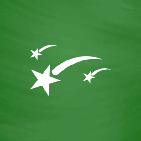 Meteor. Flat Icon. Imitation draw with white chalk on green chalkboard. Flat Pictogram and School board background. Vector illustration symbolのイラスト素材