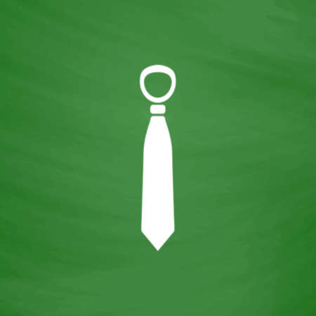Tie. Flat Icon. Imitation draw with white chalk on green chalkboard. Flat Pictogram and School board background. Vector illustration symbolのイラスト素材
