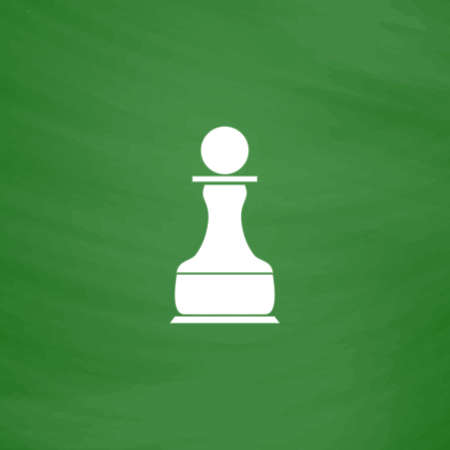 Chess Pawn. Flat Icon. Imitation draw with white chalk on green chalkboard. Flat Pictogram and School board background. Vector illustration symbolのイラスト素材