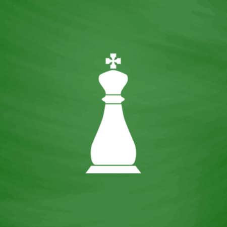 Chess king. Flat Icon. Imitation draw with white chalk on green chalkboard. Flat Pictogram and School board background. Vector illustration symbolのイラスト素材