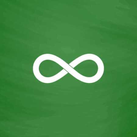 Infinity. Flat Icon. Imitation draw with white chalk on green chalkboard. Flat Pictogram and School board background. Vector illustration symbolのイラスト素材
