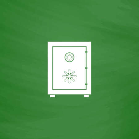 Safe. Flat Icon. Imitation draw with white chalk on green chalkboard. Flat Pictogram and School board background. Vector illustration symbolのイラスト素材