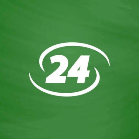 Opening hours. Flat Icon. Imitation draw with white chalk on green chalkboard. Flat Pictogram and School board background. Vector illustration symbolのイラスト素材