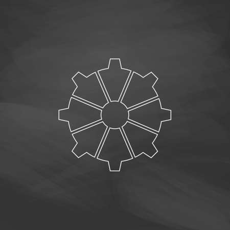 gear Simple line vector button. Imitation draw with white chalk on blackboard. Flat Pictogram and School board background. Outine illustration iconのイラスト素材