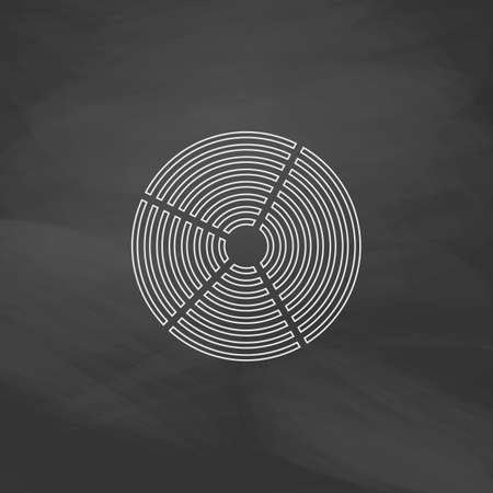 Diagram Simple line vector button. Imitation draw with white chalk on blackboard. Flat Pictogram and School board background. Outine illustration iconのイラスト素材