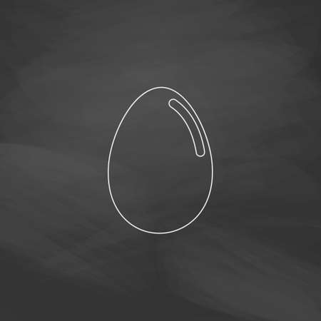 Egg Simple line vector button. Imitation draw with white chalk on blackboard. Flat Pictogram and School board background. Outine illustration iconのイラスト素材