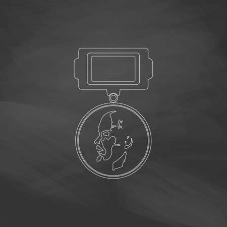 USSR Order Simple line vector button. Imitation draw with white chalk on blackboard. Flat Pictogram and School board background. Outine illustration iconのイラスト素材