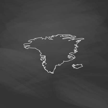 Alaska Simple line vector button. Imitation draw with white chalk on blackboard. Flat Pictogram and School board background. Outine illustration iconのイラスト素材