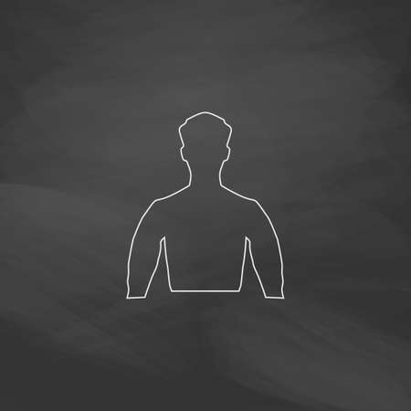 Unknown male Simple line vector button. Imitation draw with white chalk on blackboard. Flat Pictogram and School board background. Outine illustration iconのイラスト素材