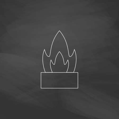 Flower pot Simple line vector button. Imitation draw with white chalk on blackboard. Flat Pictogram and School board background. Outine illustration iconのイラスト素材