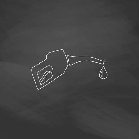 Gasoline pump nozzle Simple line vector button. Imitation draw with white chalk on blackboard. Flat Pictogram and School board background. Outine illustration iconのイラスト素材