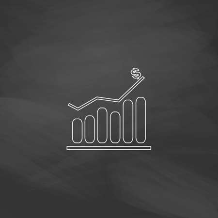 Graph Simple line vector button. Imitation draw with white chalk on blackboard. Flat Pictogram and School board background. Outine illustration iconのイラスト素材