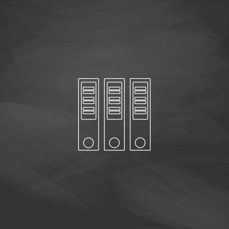 Binders Simple line vector button. Imitation draw with white chalk on blackboard. Flat Pictogram and School board background. Outine illustration iconのイラスト素材