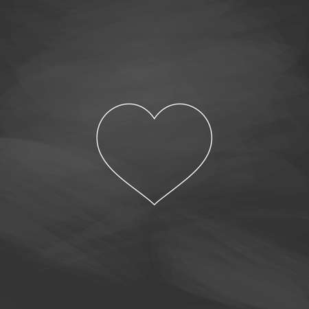 heart Simple line vector button. Imitation draw with white chalk on blackboard. Flat Pictogram and School board background. Outine illustration iconのイラスト素材