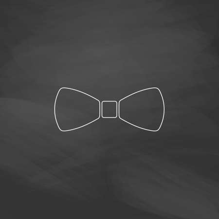 bow tie Simple line vector button. Imitation draw with white chalk on blackboard. Flat Pictogram and School board background. Outine illustration iconのイラスト素材