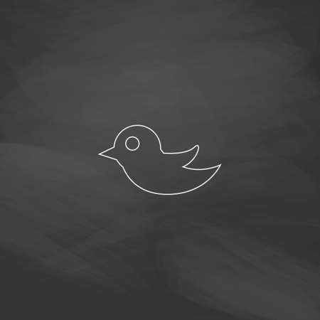Bird Simple line vector button. Imitation draw with white chalk on blackboard. Flat Pictogram and School board background. Outine illustration iconのイラスト素材