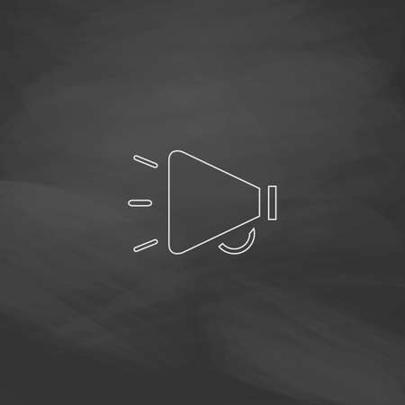 loudspeaker Simple line vector button. Imitation draw with white chalk on blackboard. Flat Pictogram and School board background. Outine illustration iconのイラスト素材