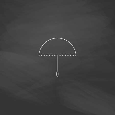 bumbershoot Simple line vector button. Imitation draw with white chalk on blackboard. Flat Pictogram and School board background. Outine illustration iconのイラスト素材