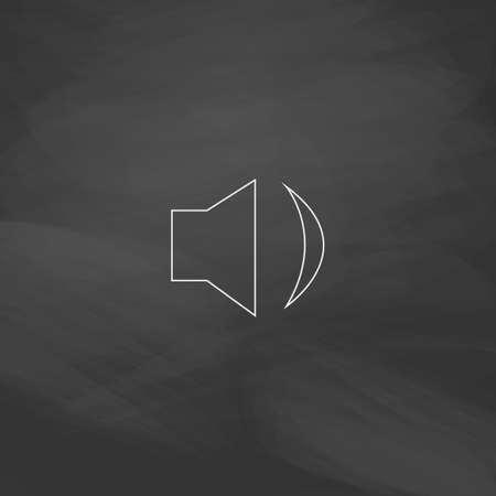 Speaker Simple line vector button. Imitation draw with white chalk on blackboard. Flat Pictogram and School board background. Outine illustration iconのイラスト素材