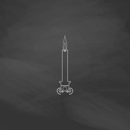 candle Simple line vector button. Imitation draw with white chalk on blackboard. Flat Pictogram and School board background. Outine illustration iconのイラスト素材