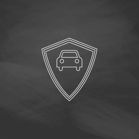 Car guard Simple line vector button. Imitation draw with white chalk on blackboard. Flat Pictogram and School board background. Outine illustration iconのイラスト素材
