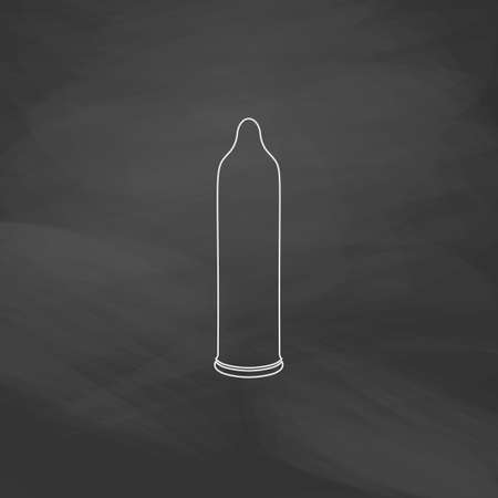 condom Simple line vector button. Imitation draw with white chalk on blackboard. Flat Pictogram and School board background. Outine illustration iconのイラスト素材