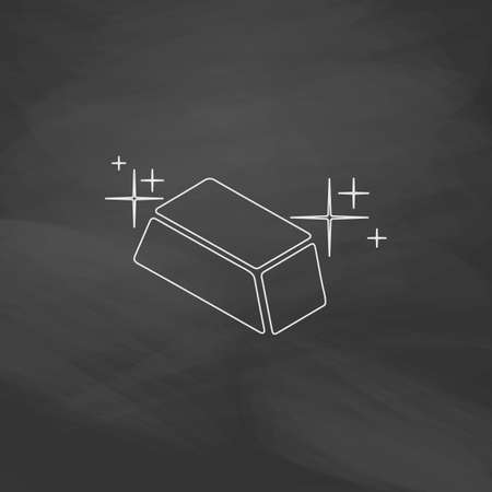 gold bars Simple line vector button. Imitation draw with white chalk on blackboard. Flat Pictogram and School board background. Outine illustration iconのイラスト素材