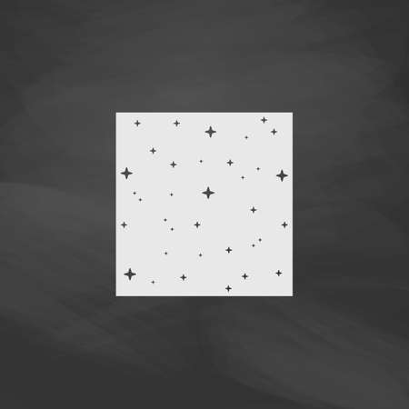 Starry night Simple vector button. Imitation draw icon with white chalk on blackboard. Flat Pictogram and School board background. Illustration symbolのイラスト素材