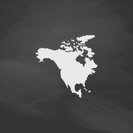 north america Simple vector button. Imitation draw icon with white chalk on blackboard. Flat Pictogram and School board background. Illustration symbolのイラスト素材