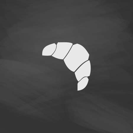 Croissant Simple vector button. Imitation draw icon with white chalk on blackboard. Flat Pictogram and School board background. Illustration symbolのイラスト素材