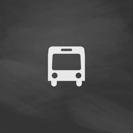 Passenger bus Simple vector button. Imitation draw icon with white chalk on blackboard. Flat Pictogram and School board background. Illustration symbolのイラスト素材