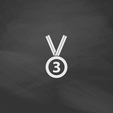 bronze medal Simple vector button. Imitation draw icon with white chalk on blackboard. Flat Pictogram and School board background. Illustration symbolのイラスト素材